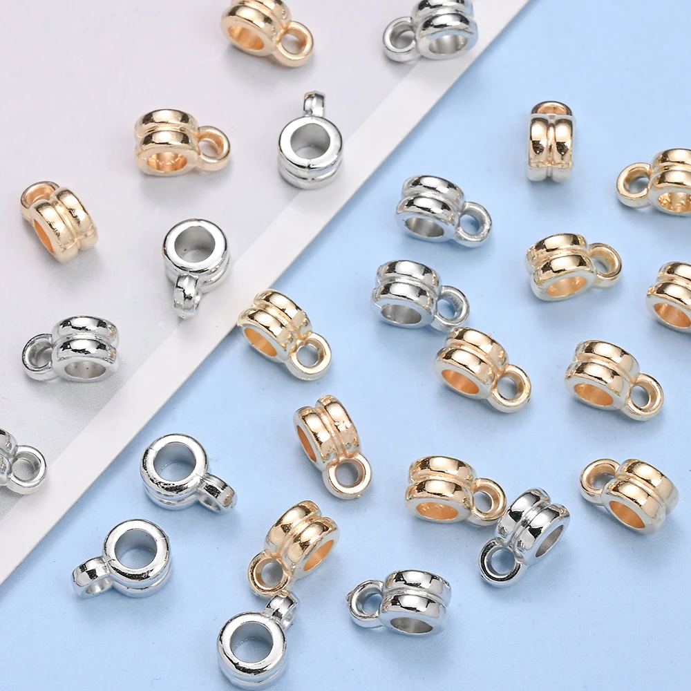 100Pcs 10X6mm CCB Large Hole Tube Spacer Beads Golden Silvery Color Bail Beads DIY Charm Bracelet Jewelry Making Supplies