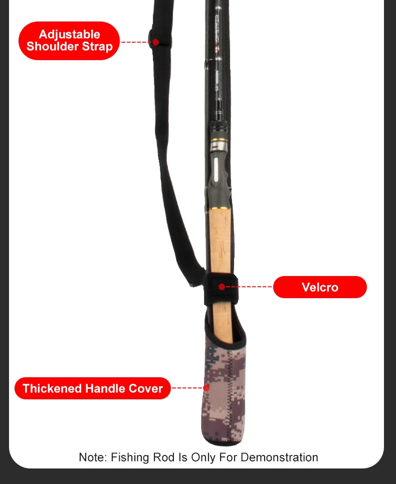 TEASER Lure Rod Schutztasche mit Doppelköpfen, verstellbare elastische Hülle, Hand- und Schultertasche, tragbare Outdoor-Radtasche – Detail 4