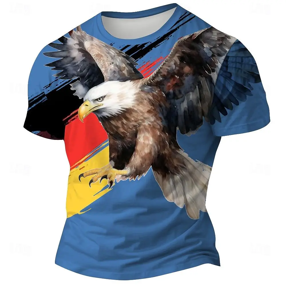 Germany National Flag Print T Shirt For Men Funny 3D Eagle Pattern Short Sleeve T-Shirt Casual O-neck Tops Summer Loose Pullover