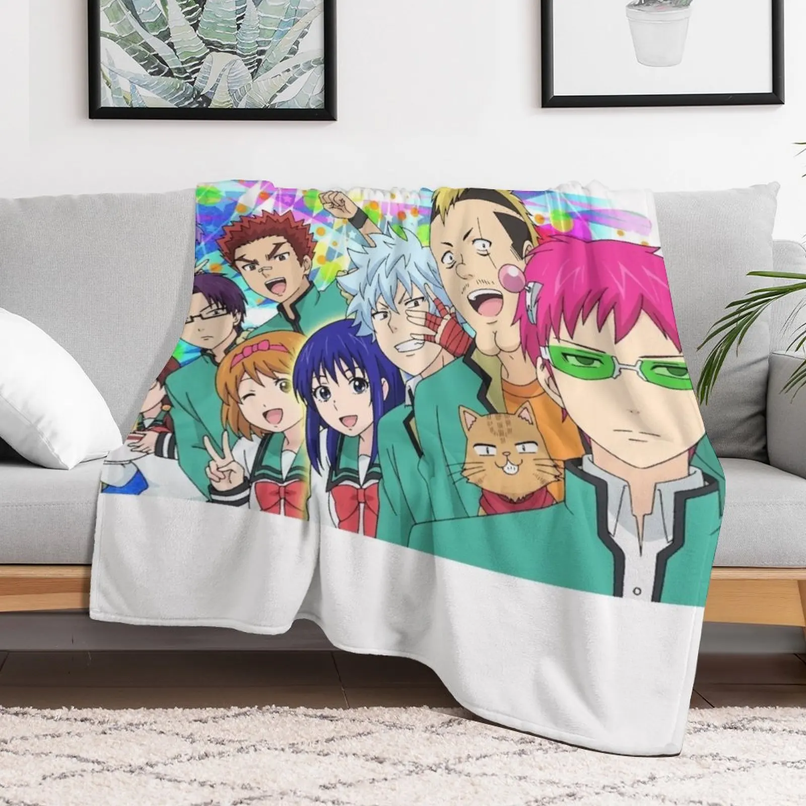 Saiki K Japanese Anime Throw Blanket Flannels warm for winter Large Custom Blankets