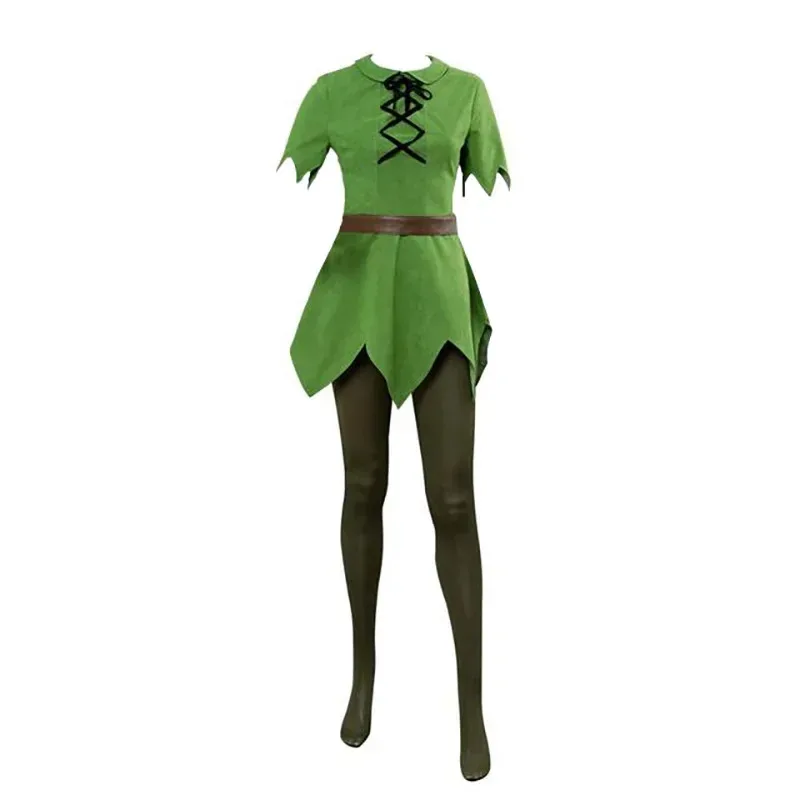 Film Peter Pan Costume Cosplay Cappello Elfo Verde Uniforme Per Adulti Bambini Costume di Carnevale di Halloween Vestito Operato Da Uomo