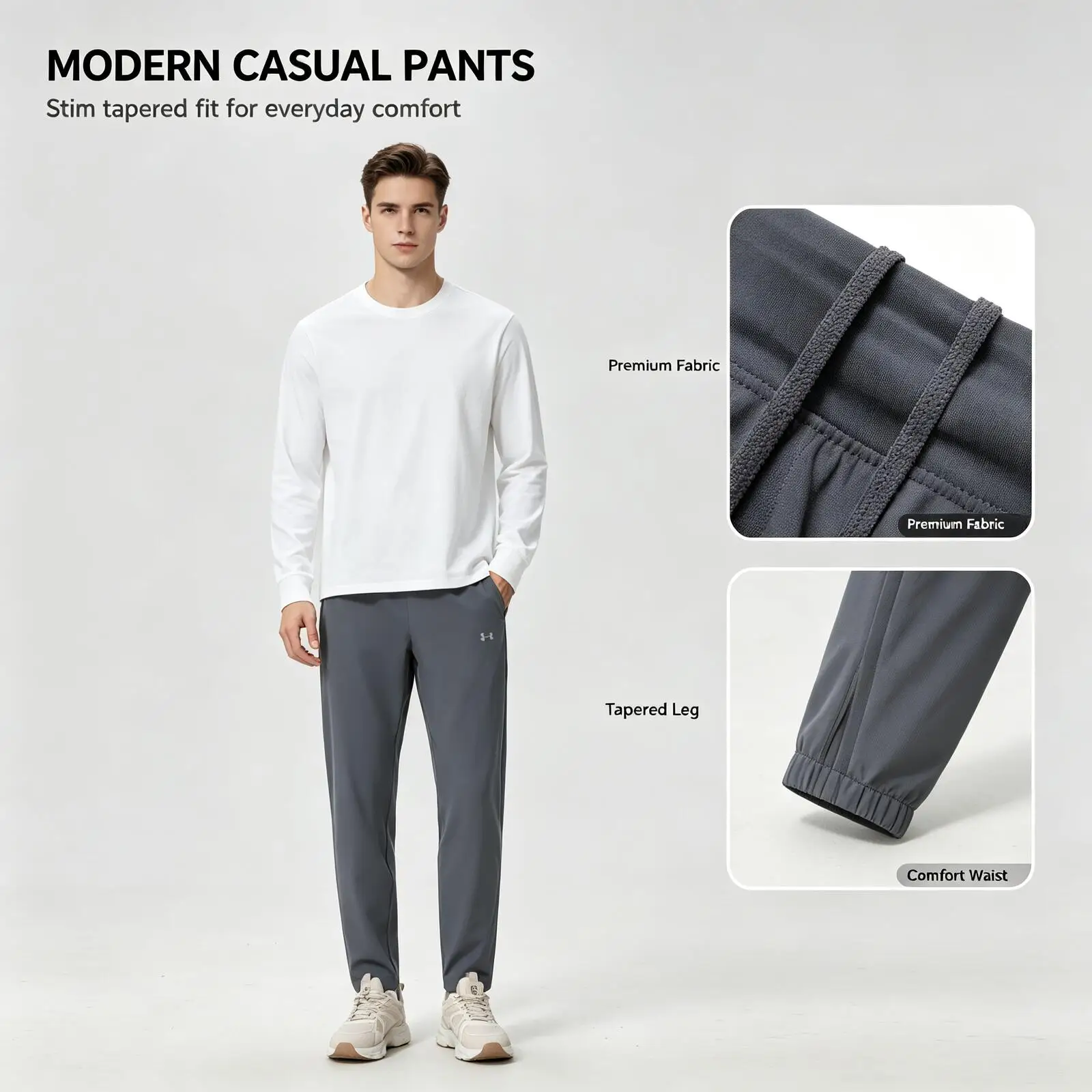 Under Armour Men's Modern Casual Slim Tapered Pants, Solid Color Stretch Trousers, Premium Fashion Pants for Work Office