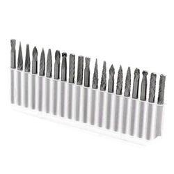 20 Pieces 1/8 Inch (3Mm) Shank Tungsten Steel Burr Grinder Rotary Set With Double Cut Rotary Tool Bits For Woodworking