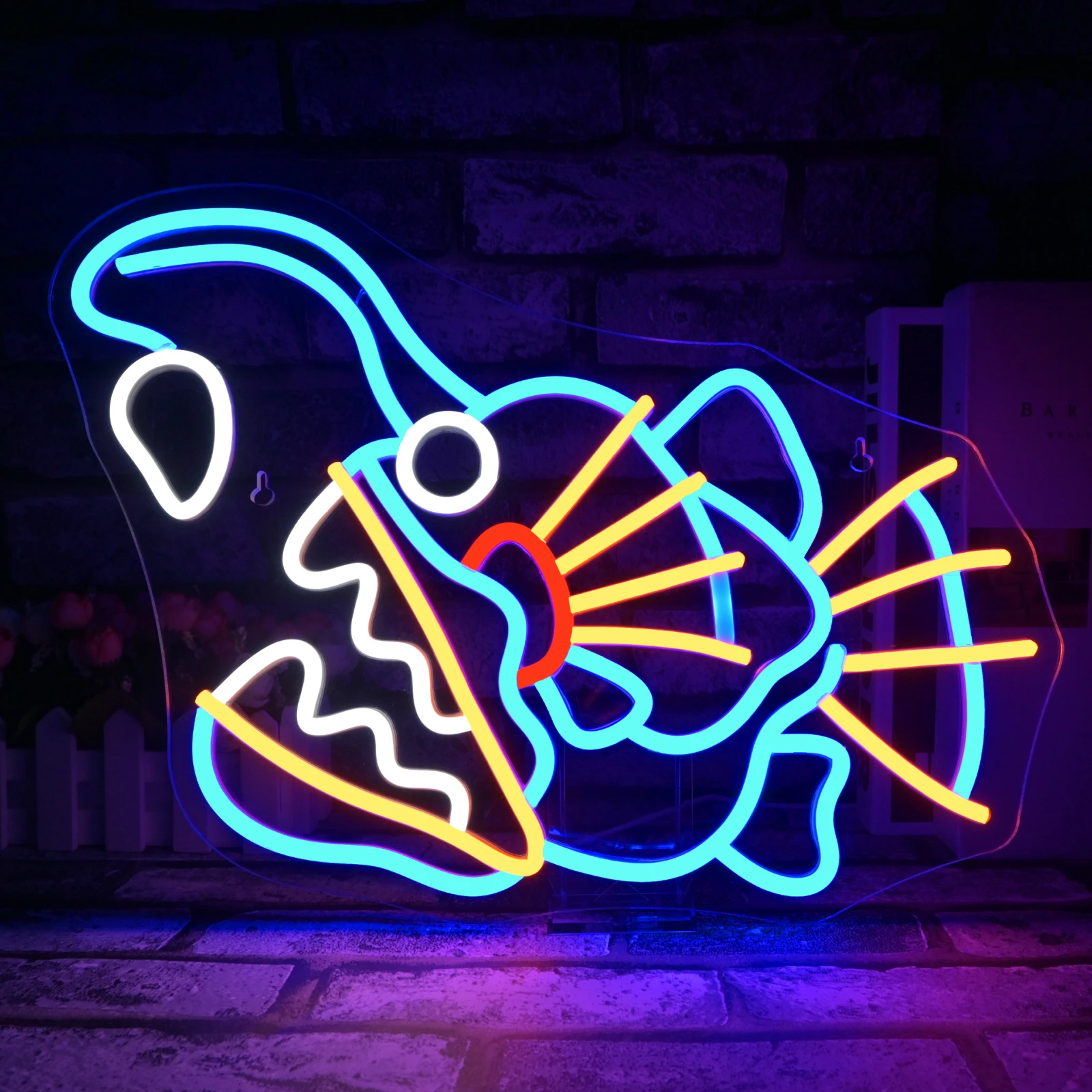 

Devil Fish Neon Sign LED Dimmable Fly Fishing Neon Sign for Wall Decor LED Fishing For Boys Room Gear Store Man Cave