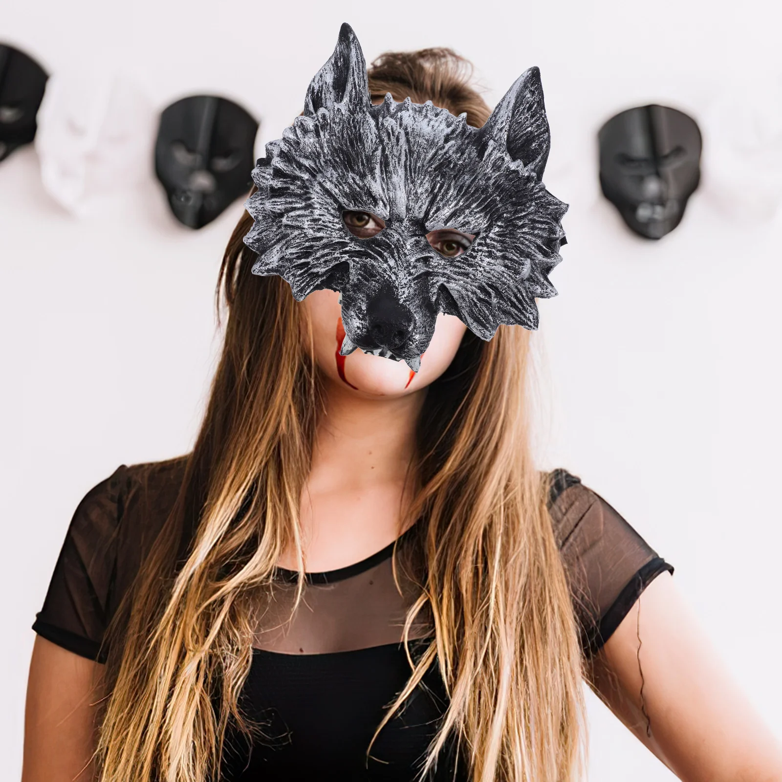 

Wolf Gloves Set Halloween Horror Accessories Masquerade Carnival Party Decorations for Men Women Cosplay Dance Vinyl