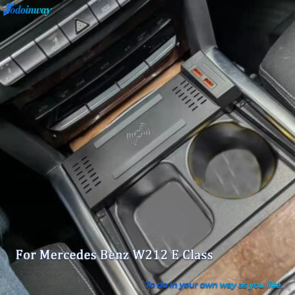 Carregador sem fio para carro para Mercedes Benz W212 Classe E 2010 2011 2012 2013 2014 2015, suporte para carregamento de celular, Plug and Play, int
