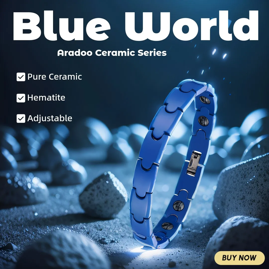 Blue Ceramic Energy Bracelet Bullet Design Magnetic Germanium Energy Health Anti-radiation Anti-fatigue Bracelet