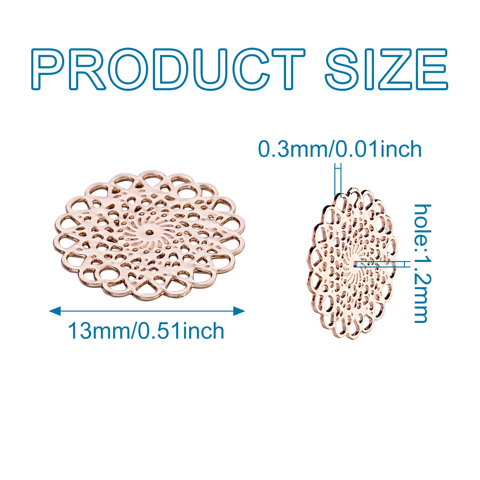 Pandahall 200pcs Flower of Life Charms Brass Connectors Long-Lasting Plated for Vintage Jewelry Making Necklace Earring 13x0.3mm