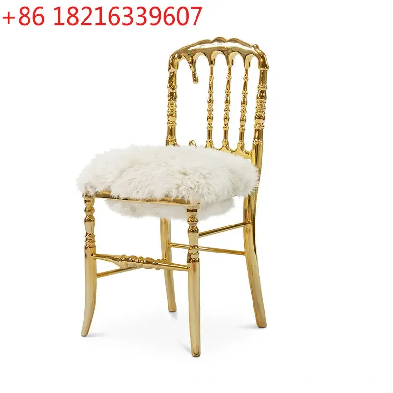 Light luxury pure copper dining chair modern designer balcony backrest single chair creative bedroom high-end