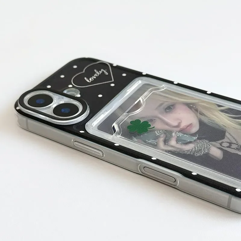 الكورية ins لطيف البولكا نقطة الكرتون البرسيم مجموعة من البطاقات جراب هاتف آيفون 17 AIR 16 15 14 13 12 11 برو XR ماكس 7 8 زائد Y2K غطاء ﻿