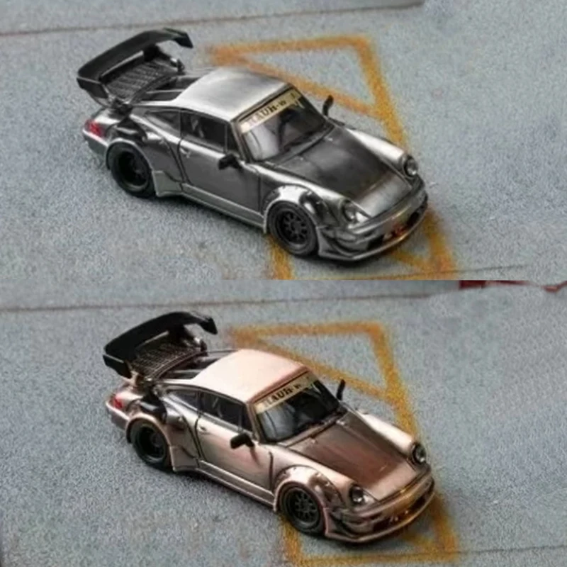 In Stock STAR RWB 964 GT Raw Copper Titanium 1:64 Diecast Diorama Car Model Collection Miniature Toys