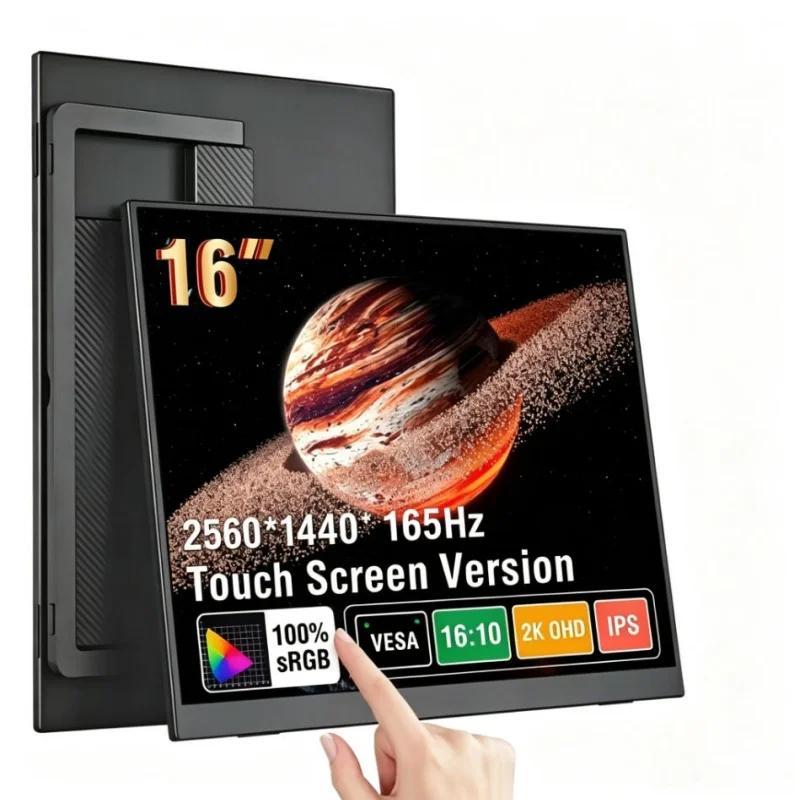 16 Inch  165Hz 3ms 16 Inch IPS Portable Gaming Monitor QHD HDR Ultra-Slim Travel External Second PC Compatible Built-in