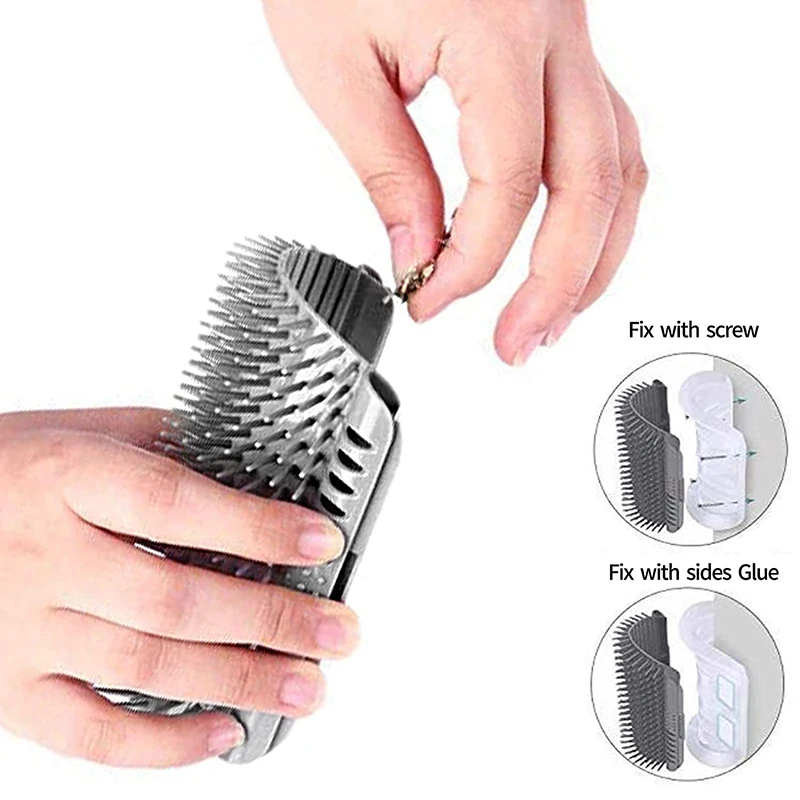 Cat Massage Brush - Self-Grooming Tool with Catnip Wall/Door/Table Mountable Cat Massage Brush Cat toys