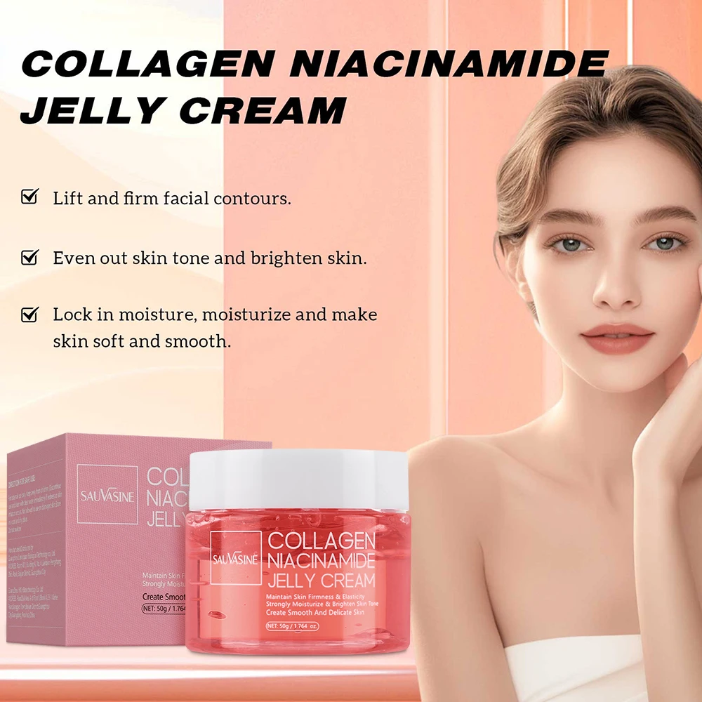 Crema gelatinosa al collagene da 50 g Niacinamide e collagene idrolizzato Rafforza la barriera cutanea Idratante duraturo La cura della pelle del viso