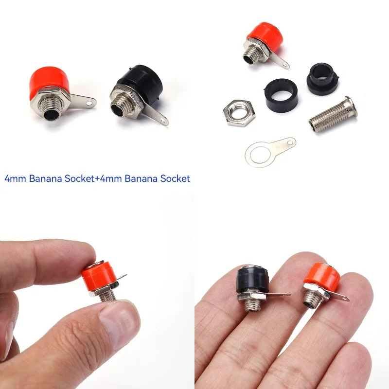 10pcs 4mm Female Jack Banana Socket Terminal Connectors Kit DIY Adapter Black Red for Audio Cables with 4mm Binding Post