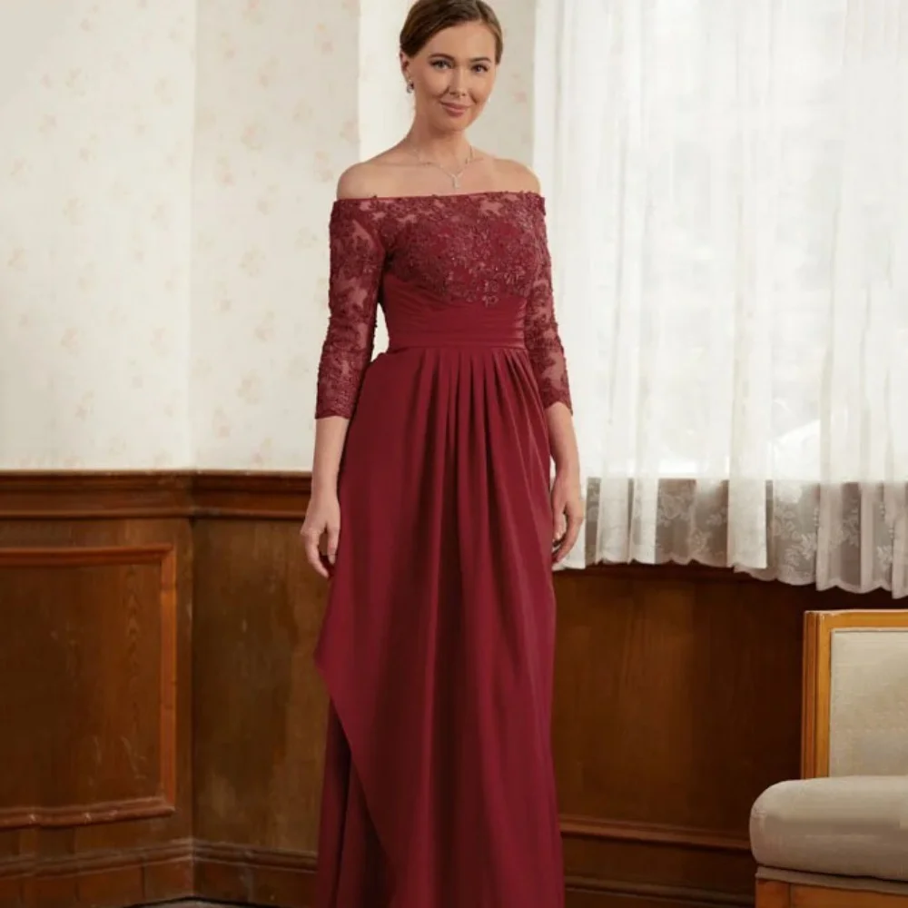 

Formal Customized Mother of Dresses Off Shoulder Bride Party Dress Strapless Sheath Elegant Evening Gowns robes invitée mariage