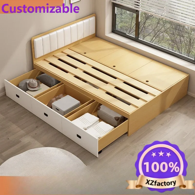 Factory Direct 2026 Top RatedBed 1.8 meters double ， tatami integrated  rental room small apartment single large drawer custom s