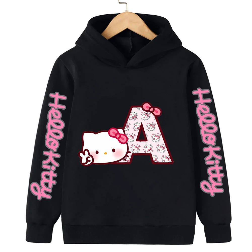 Letter Hoodies HelloKittys New Children A B C D Kid Pullover Casual Clothes Anime Kids Sweatshirts for Girl Boy Cartoons Tops