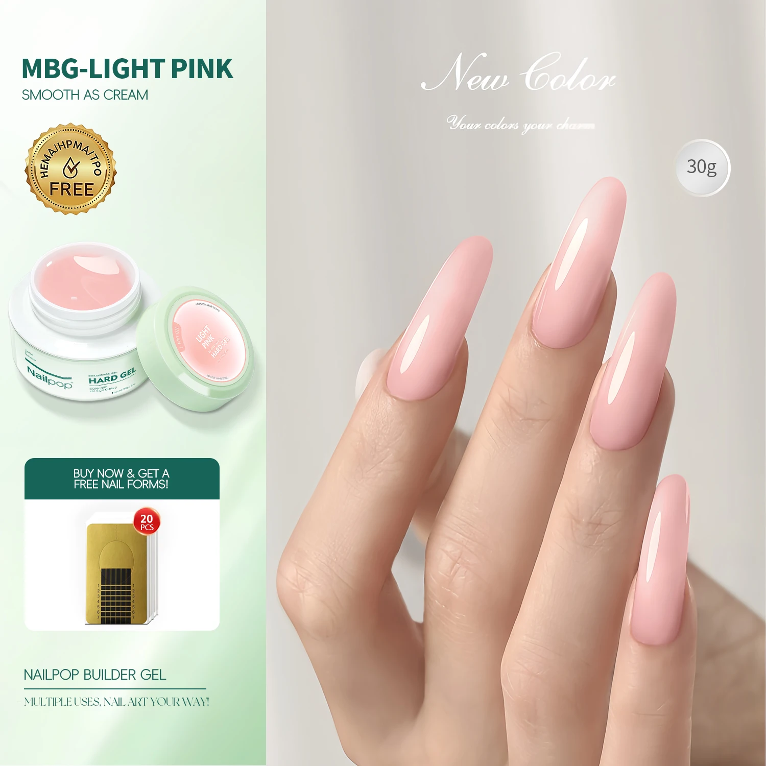 Nailpop Builder Gel HEMA/TPO-frei, UV-härtendes, milchiges, glattes Hartgel für schnelle Nagelverlängerungen, langanhaltend, ablösbar, DIY-Maniküre, 30/100g – Detail 4