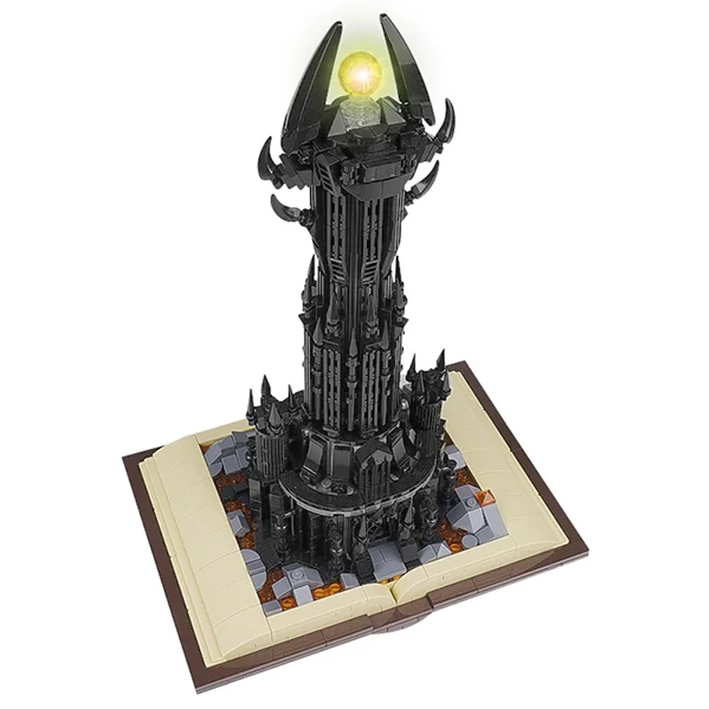 969PCS Magic Gastle on Book Lord Rings Sauron Eye Building Blocks with Led Light Assemble Brick Collection Toy Boy Kids Gifts