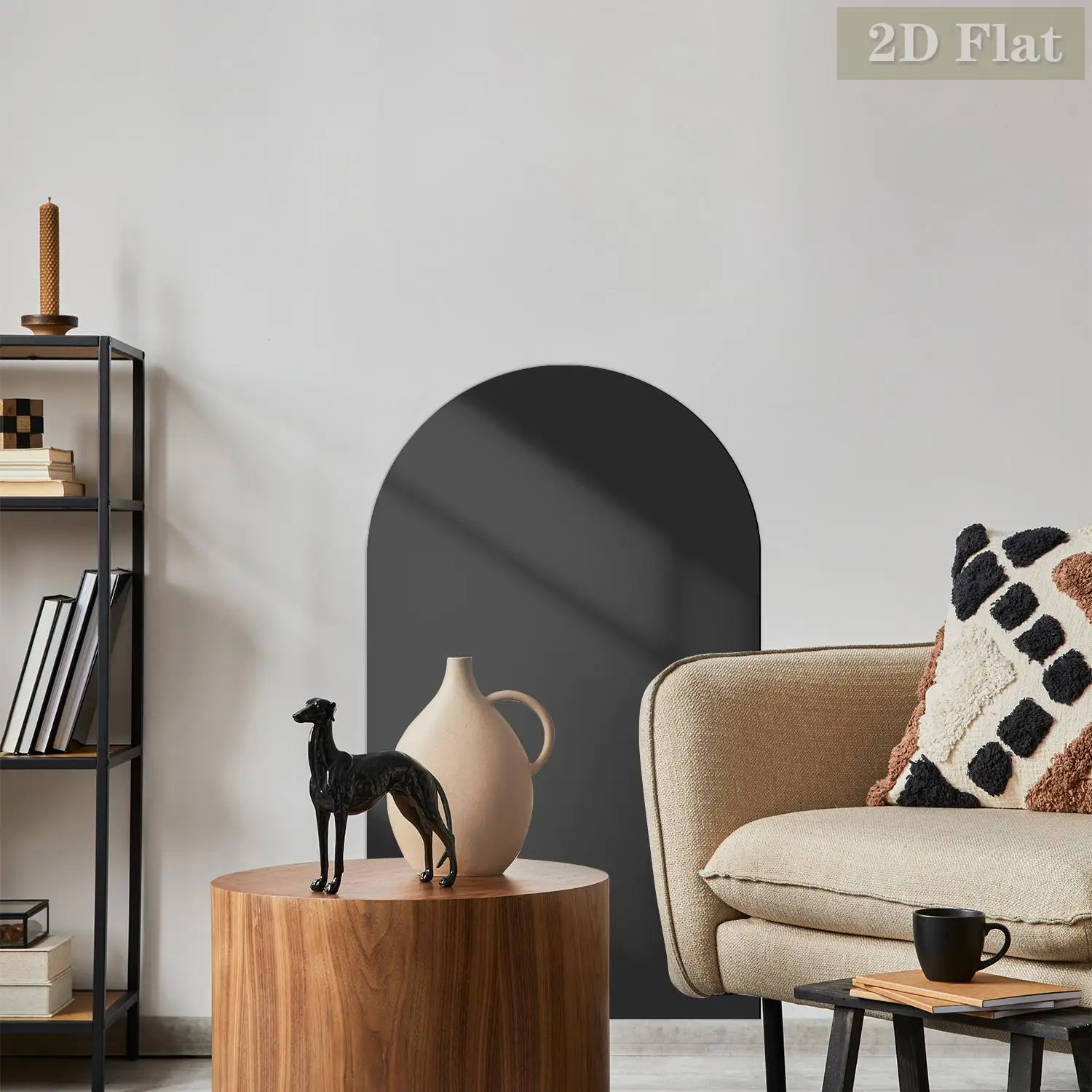 1pcs Black Arched Decorative Magnetic Whiteboard Wall Sticker, Reusable, Graffiti, Simple Curved Semi-Circular Pattern