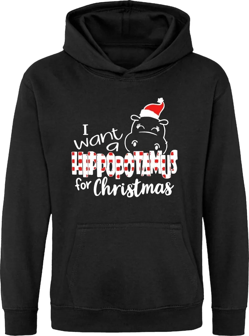 I Want A Hippopotamus for Christmas Hoodie Hippo Xmas Family Party Hoodie Adult Unisex Fashion Autumn Winter Essentials Hooded