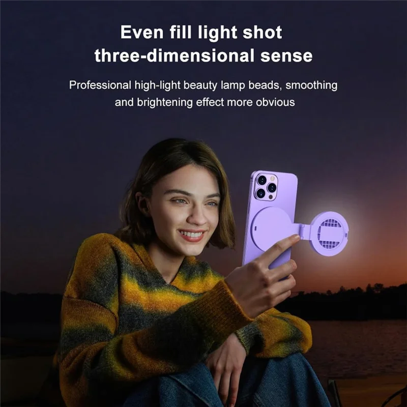 B24B Rotatable Ring Light LED Phone Light Rechargeable Selfie Mirror High Quality White