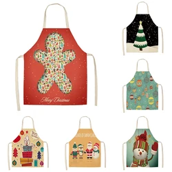 Christmas Kitchen BBQ Apron Waterproof Suitable for Women Children Kids Adults Santa Claus Snowman Linen Cooking Accessories