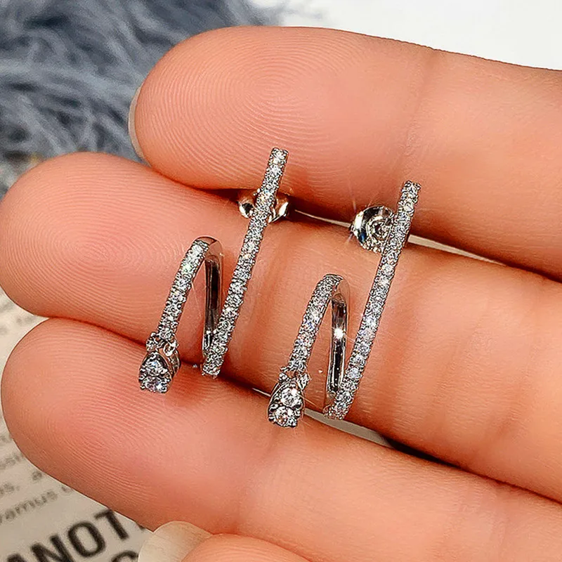 CAOSHI  Fancy Shiny Zirconia Stud Earrings for Women Newly-Designed Fashion Accessories Trendy Female Daily Wearable Jewelry