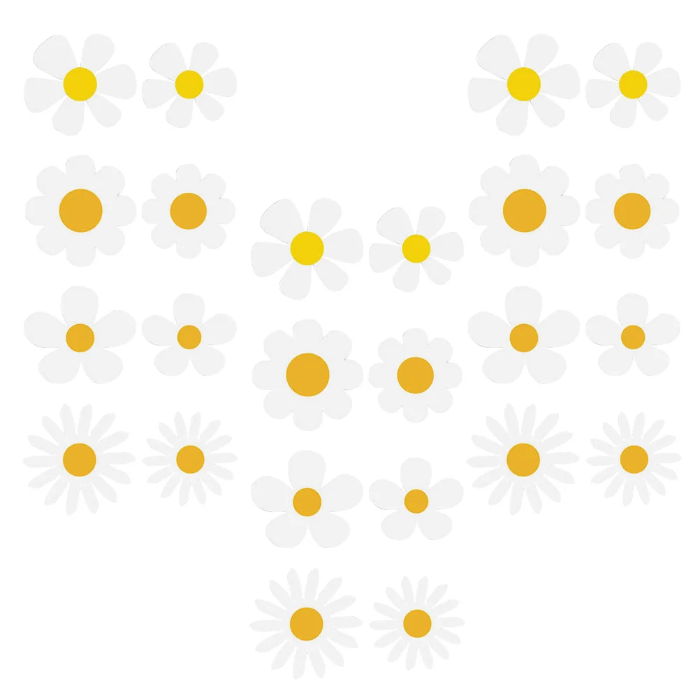 24 Pcs Daisy Fridge Magnets Stickers Flower Marguerite Water Proof Magnetic Pvc Home Decorations Refrigerator Decorative