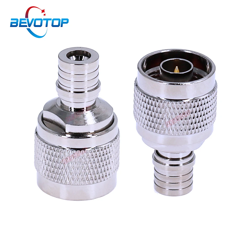 10PCS/LOT N to QMA Adapter QMA Male to N Male Plug Adaptor 50 Ohm Straight RF Coaxial Converter BEVOTOP Wholesales Connectors