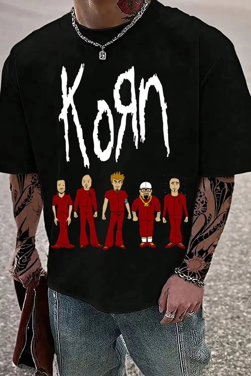2026 Vintage Korn Euro Tour Pink Logo Poster T-shirt Summer Nu Metal Fan Front Back Print Oversized Cotton Graphic Tee Shirt