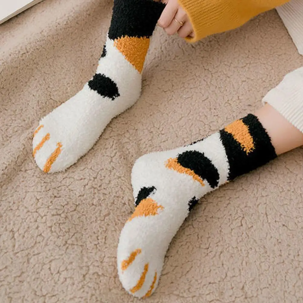 Women Winter Warm Fuzzy Socks Thick Thermal Solid Soft Fluffy Socks Cute Fashion Slipper Home Floor Sleeping Socks