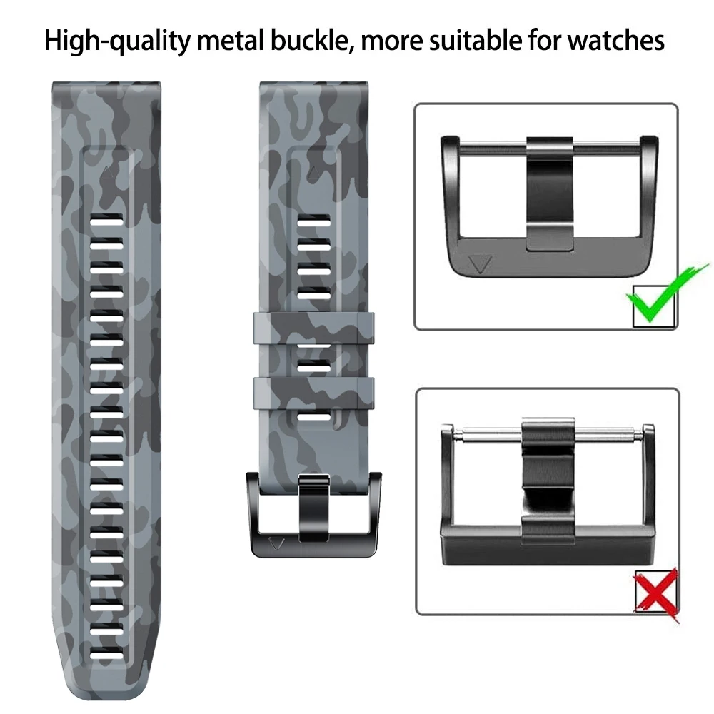 22 26mm Silicone Strap For Garmin Forerunner 965 955 Approach S70 Instinct 2X Watch Band Easy Fit Camouflage Wristband Bracelet