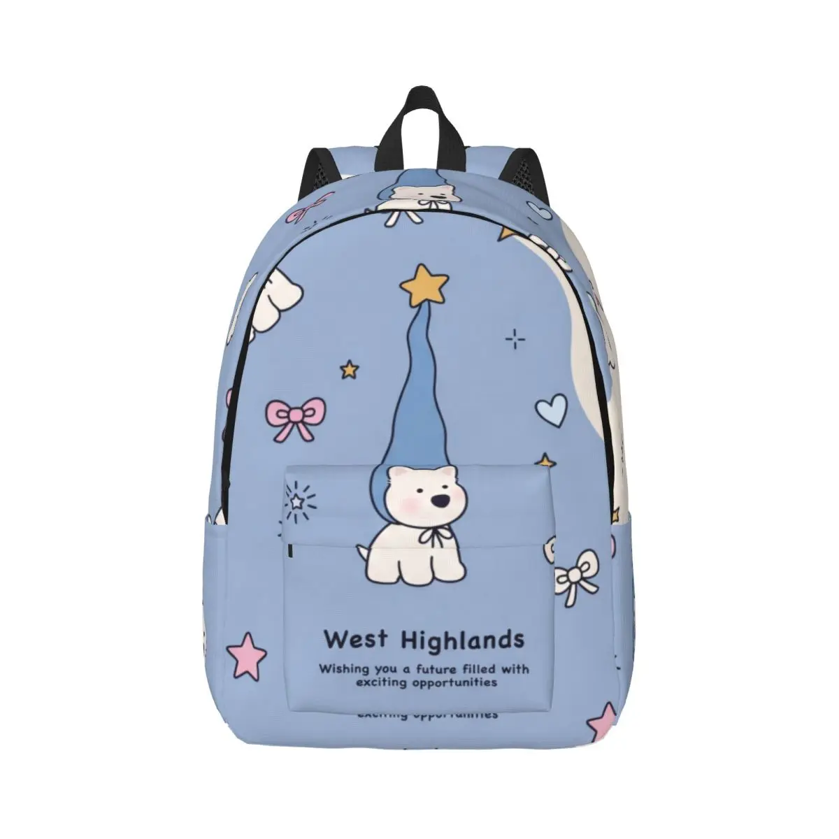 Animal Student Backpack Tossed Bear Stars Soft Aesthetic Blue Cream Gold Cool Bookbag for Girls Boys College Travel Daily Casual