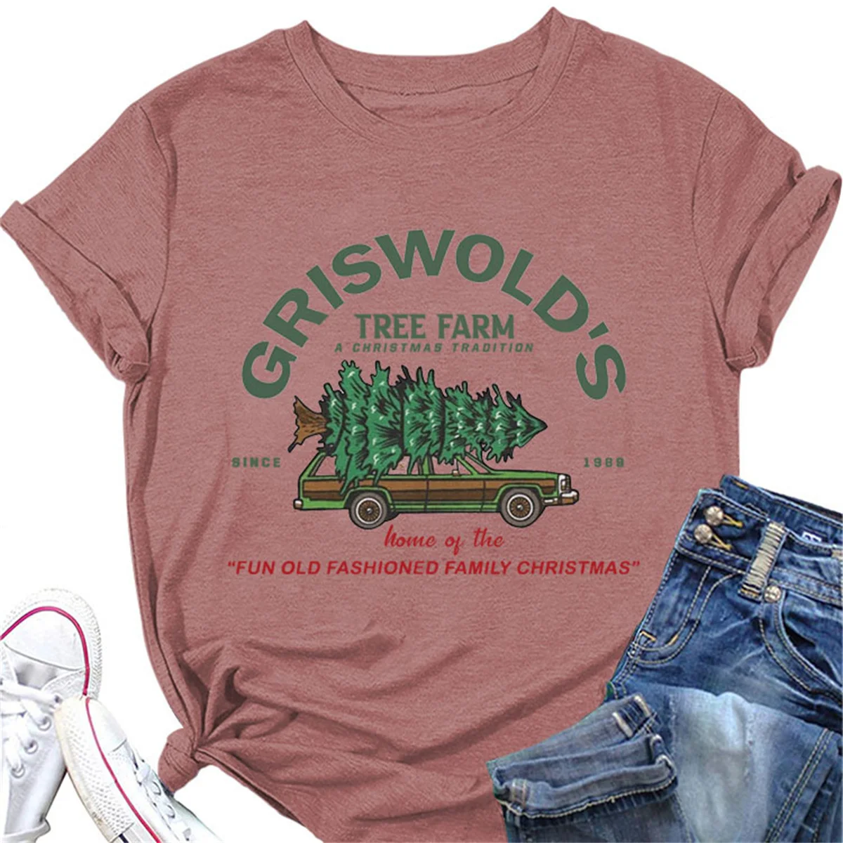 Griswold's Tree Farm Shirt for Women, Vintage Graphic, Christmas Tee, Casual Tops, Short Sleeve, Xmas Holiday Tshirt