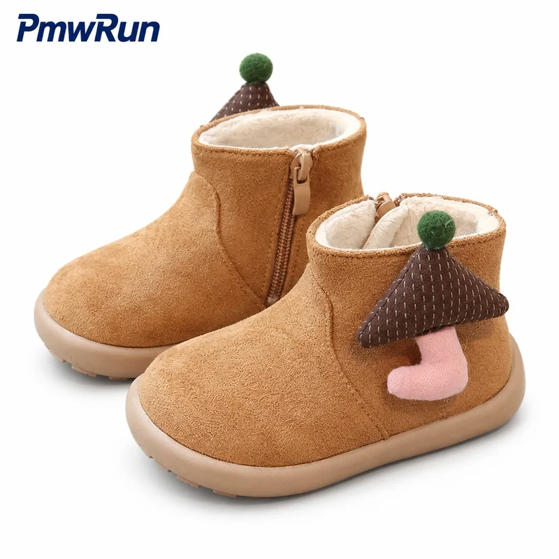 Korean Style Winter Boots For Girls Trend Fashion Girl's Plush Footwear Anti-slippery Thick Warm Padded Cotton Shoes