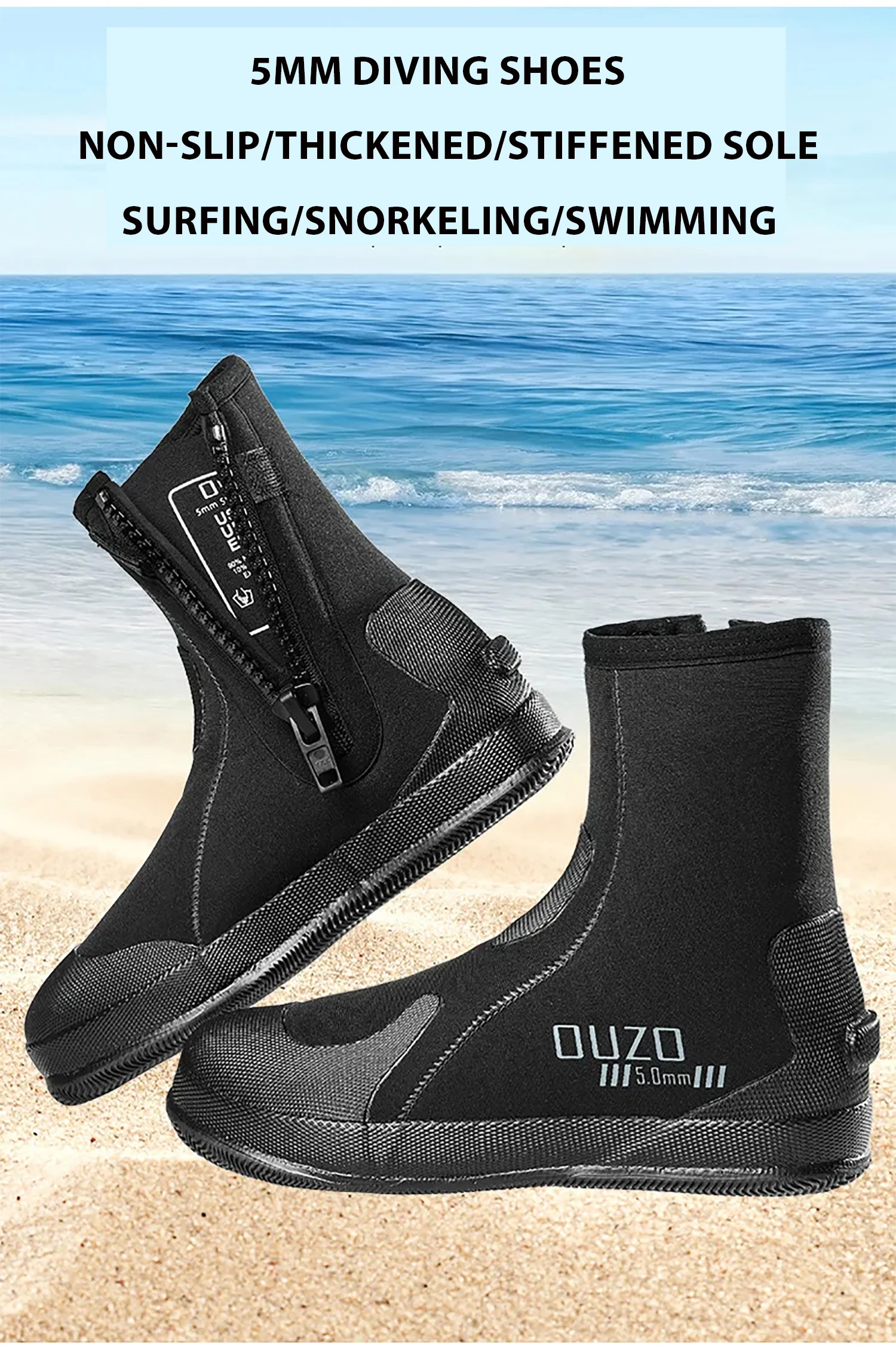 5 mm Neopren-Tauchstiefel, rutschfeste Sohle, Outdoor-Sport, Wassersport, Tauchen, Schnorcheln, Surfen, Schwimmen, Bootfahren – Detail 1