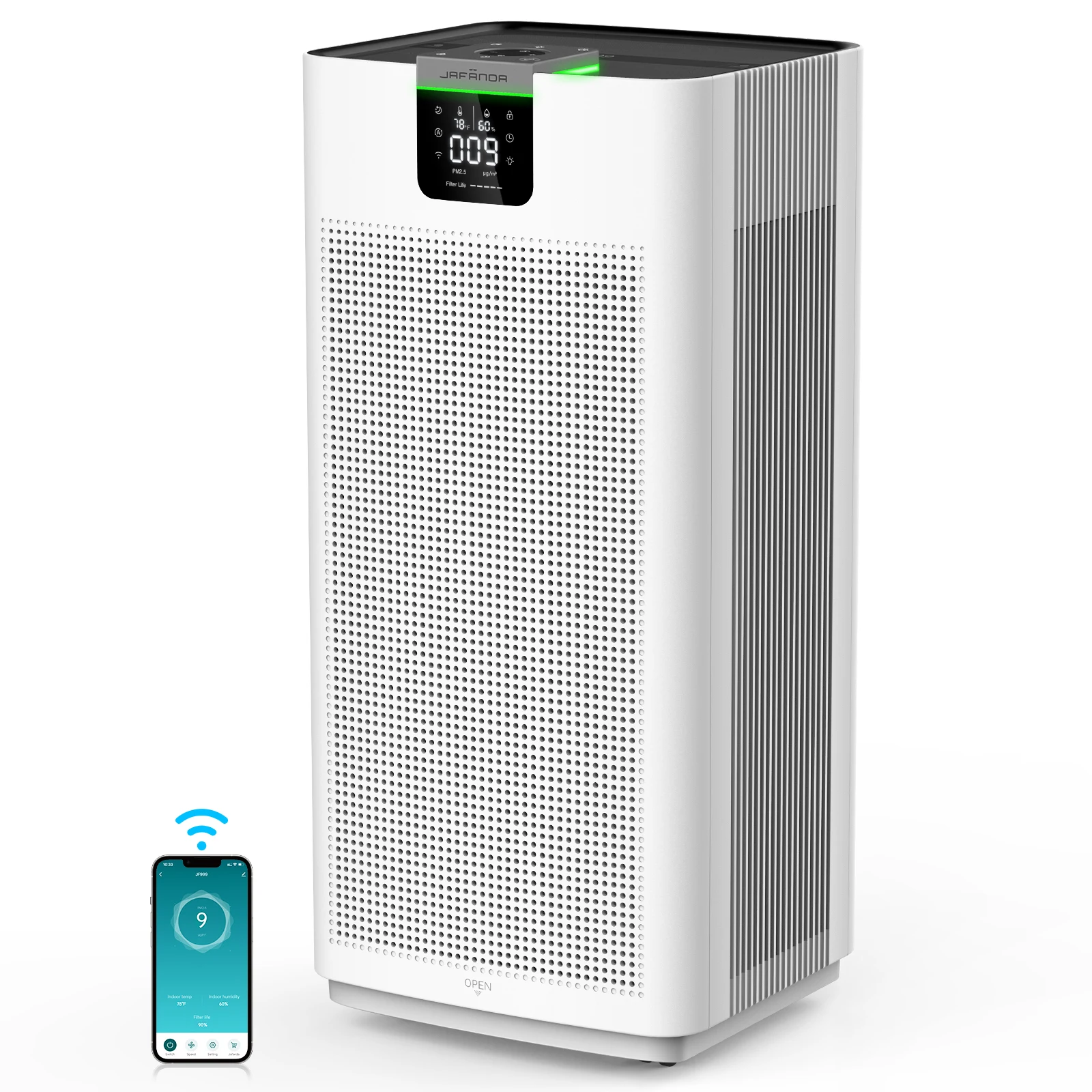 Jafända Air Purifiers for Home Office 4575 ft², APP & Alexa, Ture HEPA Activated Carbon Air Filter, Air Cleaner for Large Room