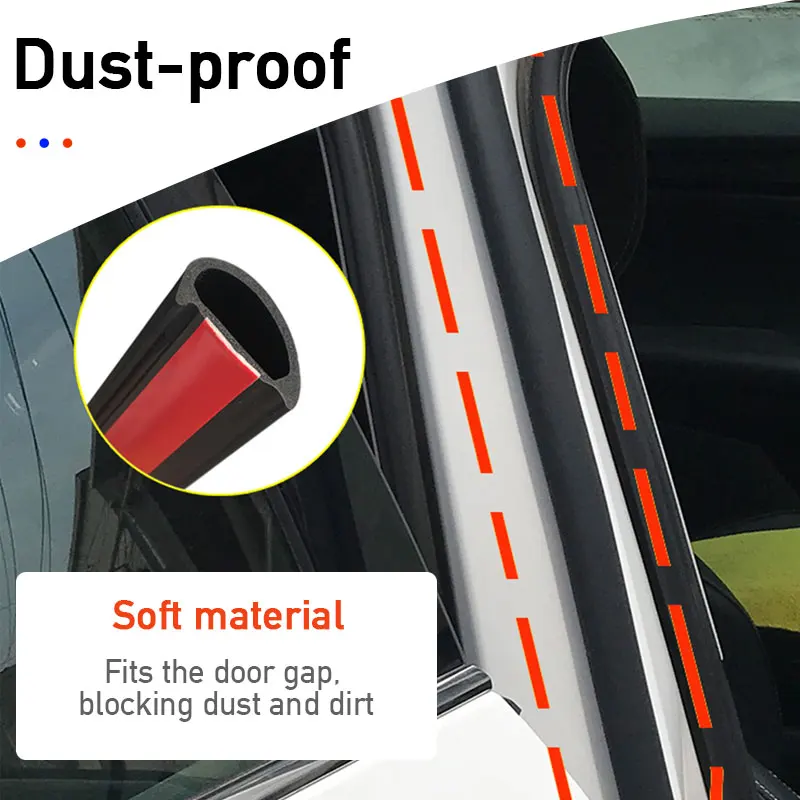 SEAMETAL Car B Pillar Seal Strip Rubber Car Door Middle Column Weather Strip Waterproof Dustproof Self-Adhesive Sealing Strips