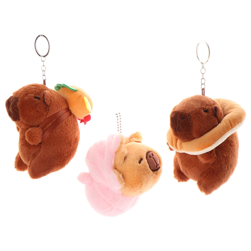 1PCS Kreative Flip Capybara Anhänger Plüsch Puppe Schlüsselbund Cartoon Capybara Stofftier Schlüsselring Plüsch Spielzeug Rucksack Hängen Dekor