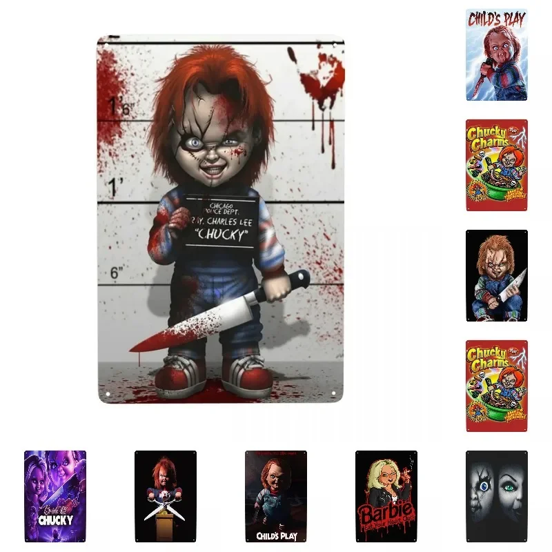 Custom USA Child's Play Chucky Metal Sign Vintage Killer Doll Tin Decorative Signs Plaque Gate Garden Yard Man Cave Bar Wall Art