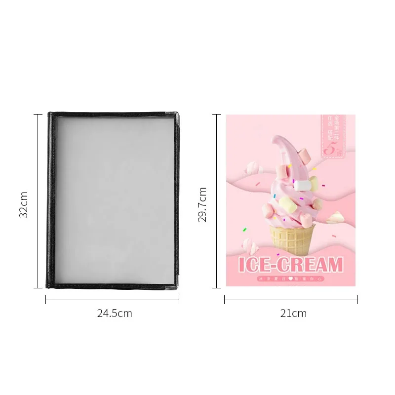 A4 (6 Bladen) Bruin Rood Zwart Frames Pvc Menu Boek Shell Losbladige Recept Invoegen Display Map