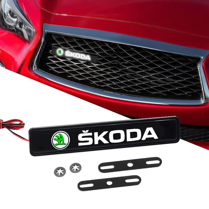 Auto-Frontgrill-Emblem-Dekorbeleuchtung LED-Licht für Skoda Fabia Octavia Karoq Kodiaq Superb Rapid Citigo Scala A7 – Detail 1