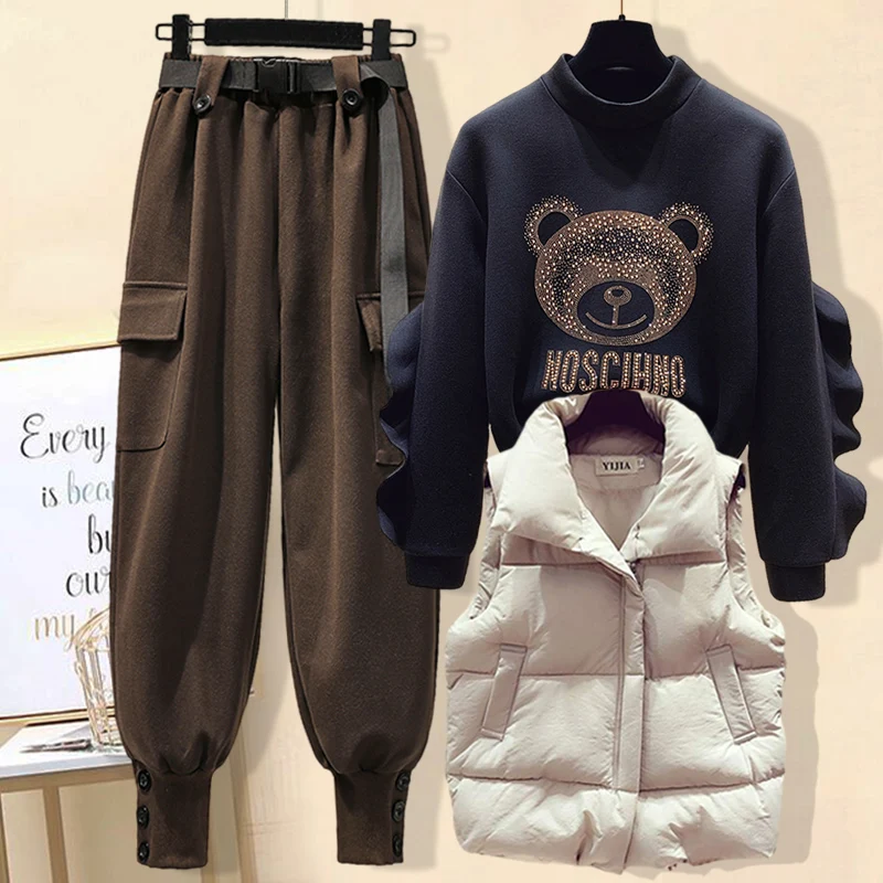 Set primaverile da donna, casual, dimagrante, maglietta, felpa con cappuccio, sistema di sale, pantaloni da lavoro, completo per giovani donne