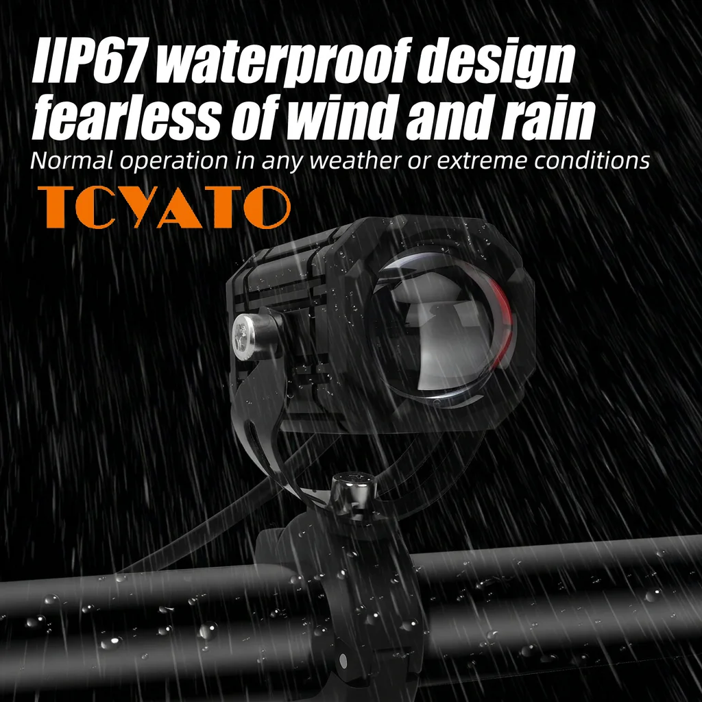 TCYATO Motorcycle LED Auxiliary Headlight Work Light High and Low Beams Super Bright Spotlight Driving Fog Lamp Waterproof