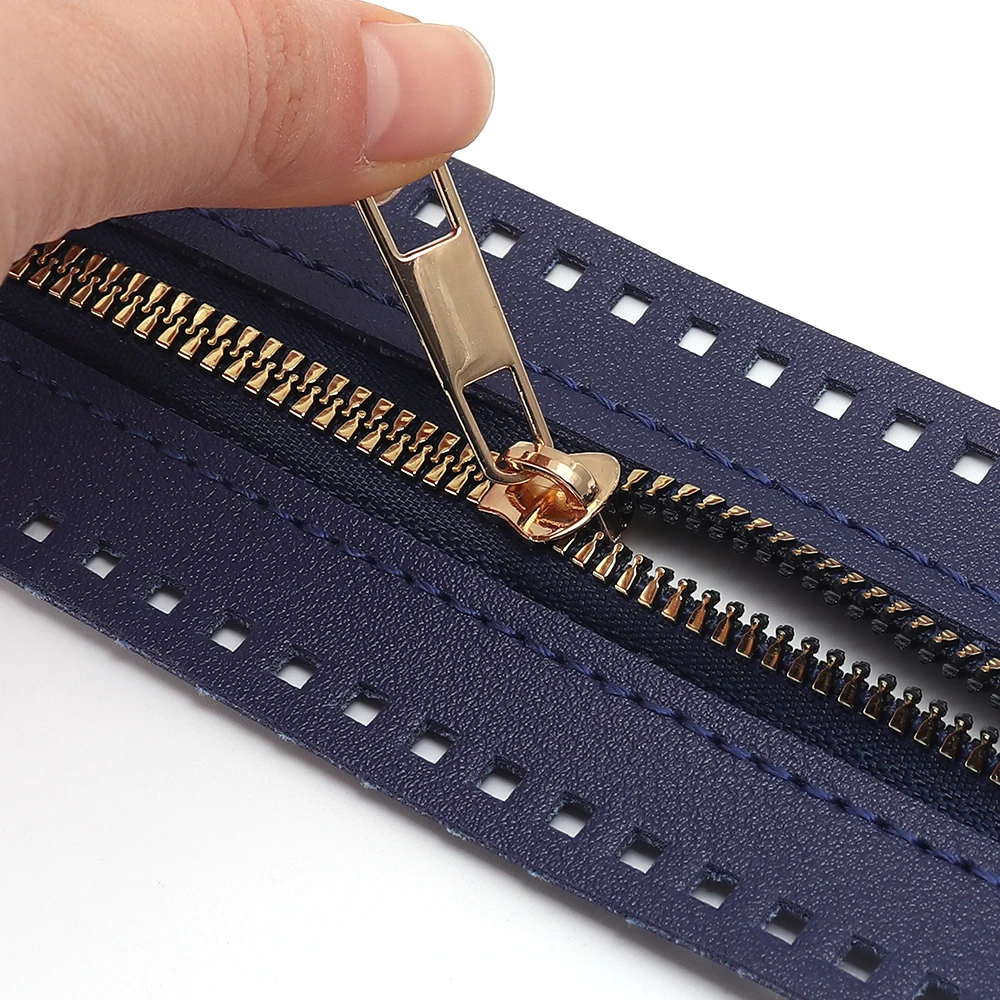 1Pc 27cm Long Solid Leather Zipper For Handbag Crochet Bag Hardware Practical Sewing Accessory Useful Handbag PU Leather Zipper
