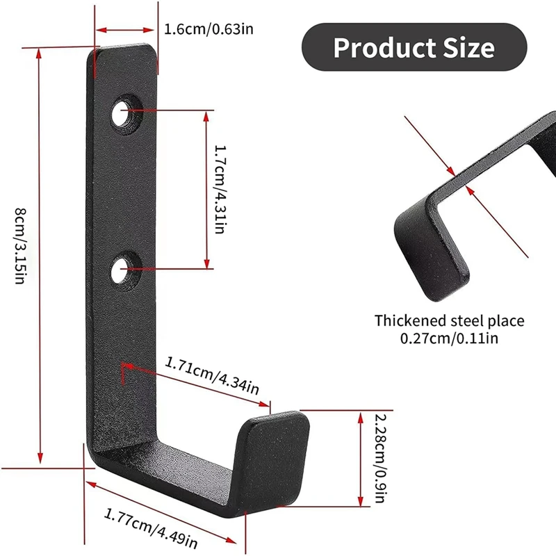 Ganchos de garagem pesados para armazenamento, Ganchos de parede para pendurar, J ganchos, ferramentas utilitárias, 6pcs