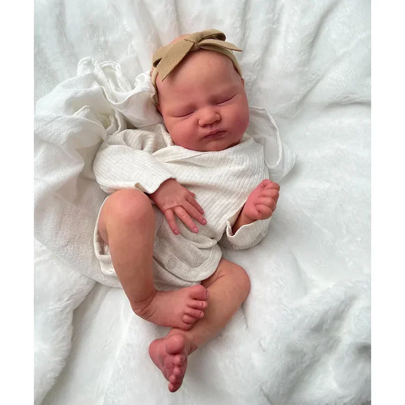 Baby Quinlyn  Already Finished Paint Soft Touch Lifelike Sleeping Reborn Doll with Visible Veins Hand Draw Hair