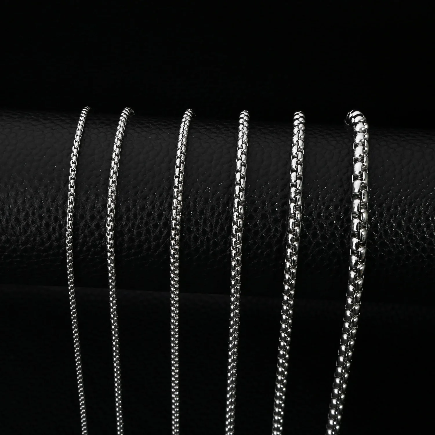 الفولاذ المقاوم للصدأ مربع رولو سلسلة قلادة للنساء 2/3/4/5 مللي متر صندوق دائري المختنق قلادة الرجال خاتم هدايا مجوهرات أنيقة